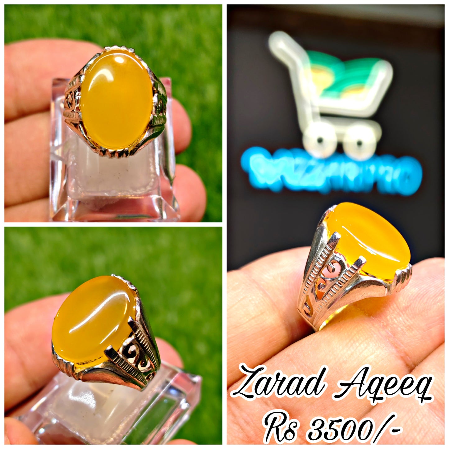 Natural Zarad Aqeeq  Ring For Men