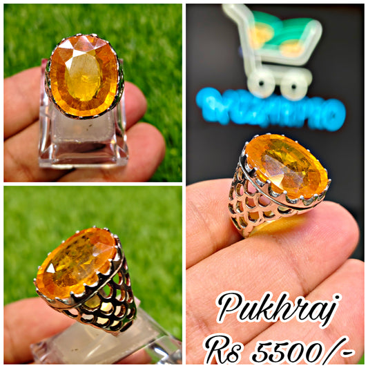 Natural Pukhraj Ring For Men