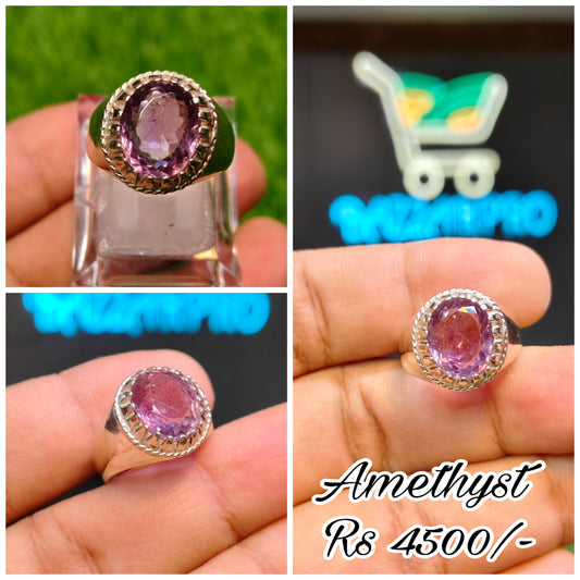 Natural Amethyst Ring For Men