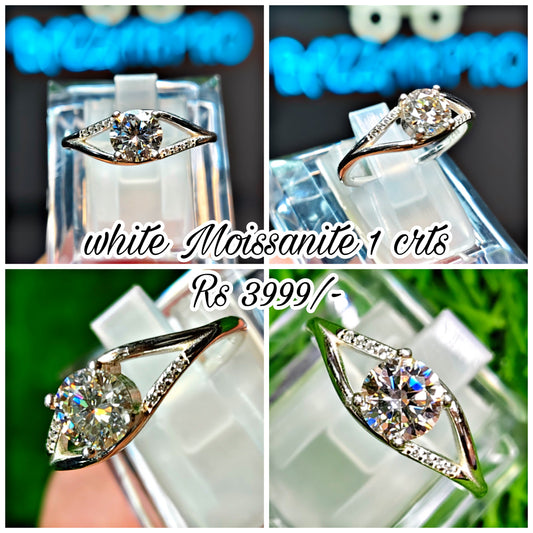 Natural White Moissanite Diamond Ring