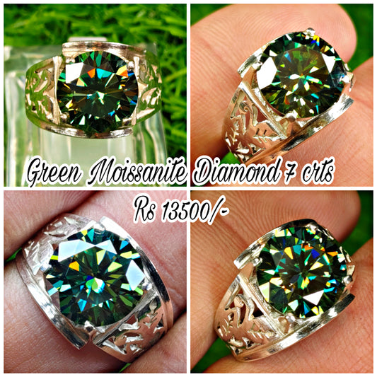 Green Moissanite Diamond Ring