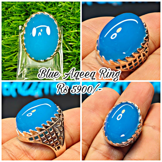 blue aqeeq Ring