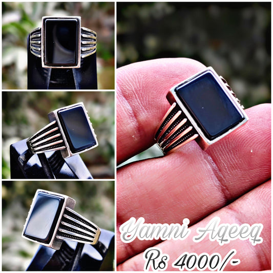 Black Yamni Aqeeq Turkish Ring