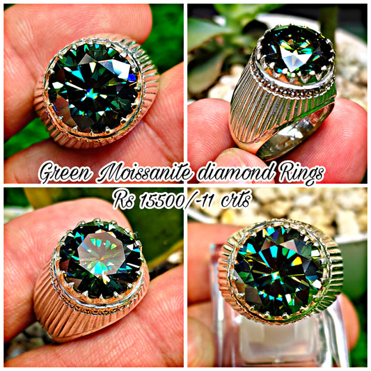 Green Moissanite Diamond Ring