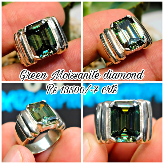Green Moissanite Diamond Ring