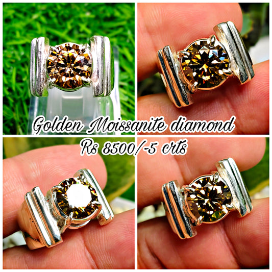 Golden Moissanite Diamond Ring