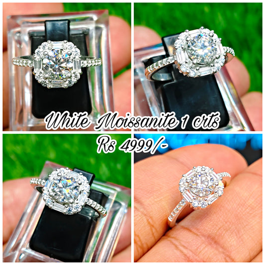 White Moissanite Diamond Ring