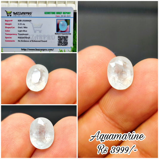 Aquamarine With Lab Certificate
