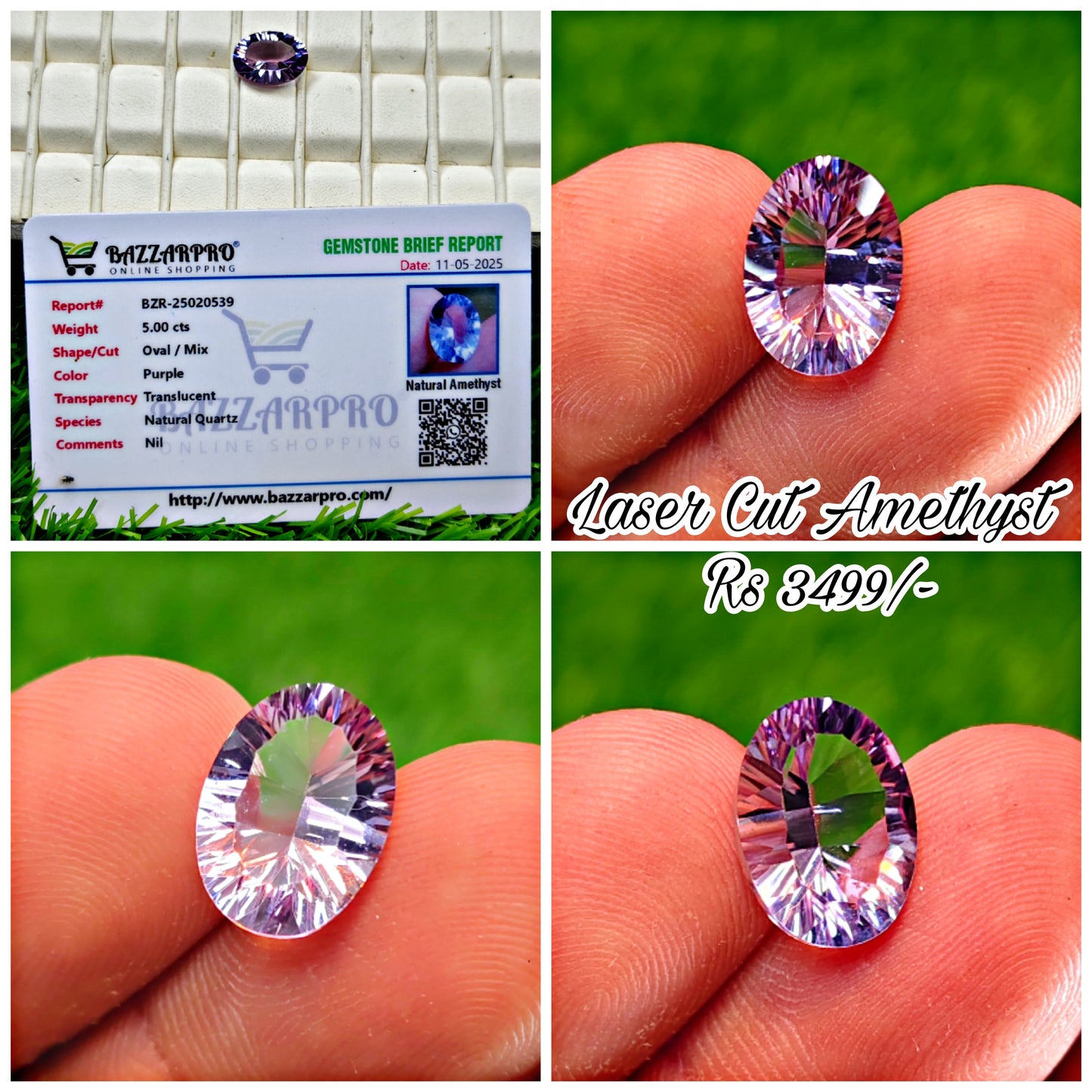 Laser Cutting Amethyst With Lab certificate