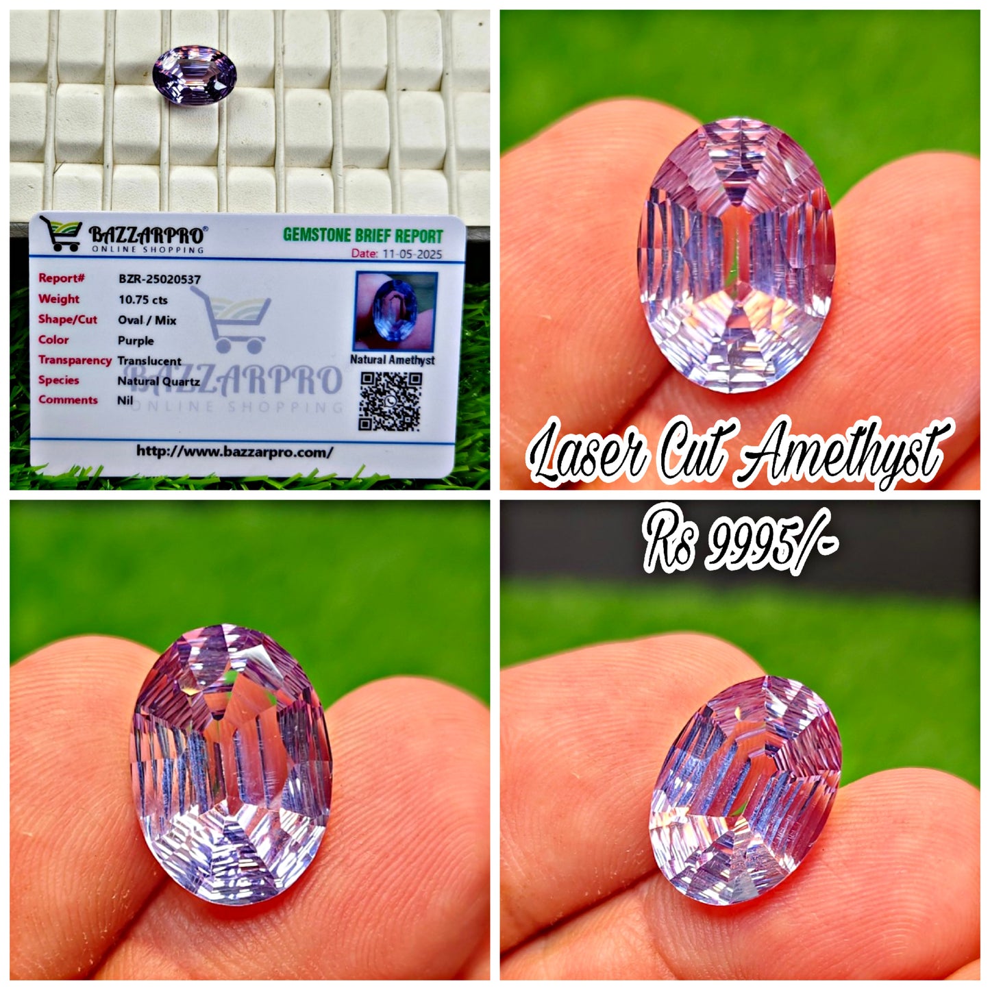 Laser Cutting Amethyst With Lab certificate