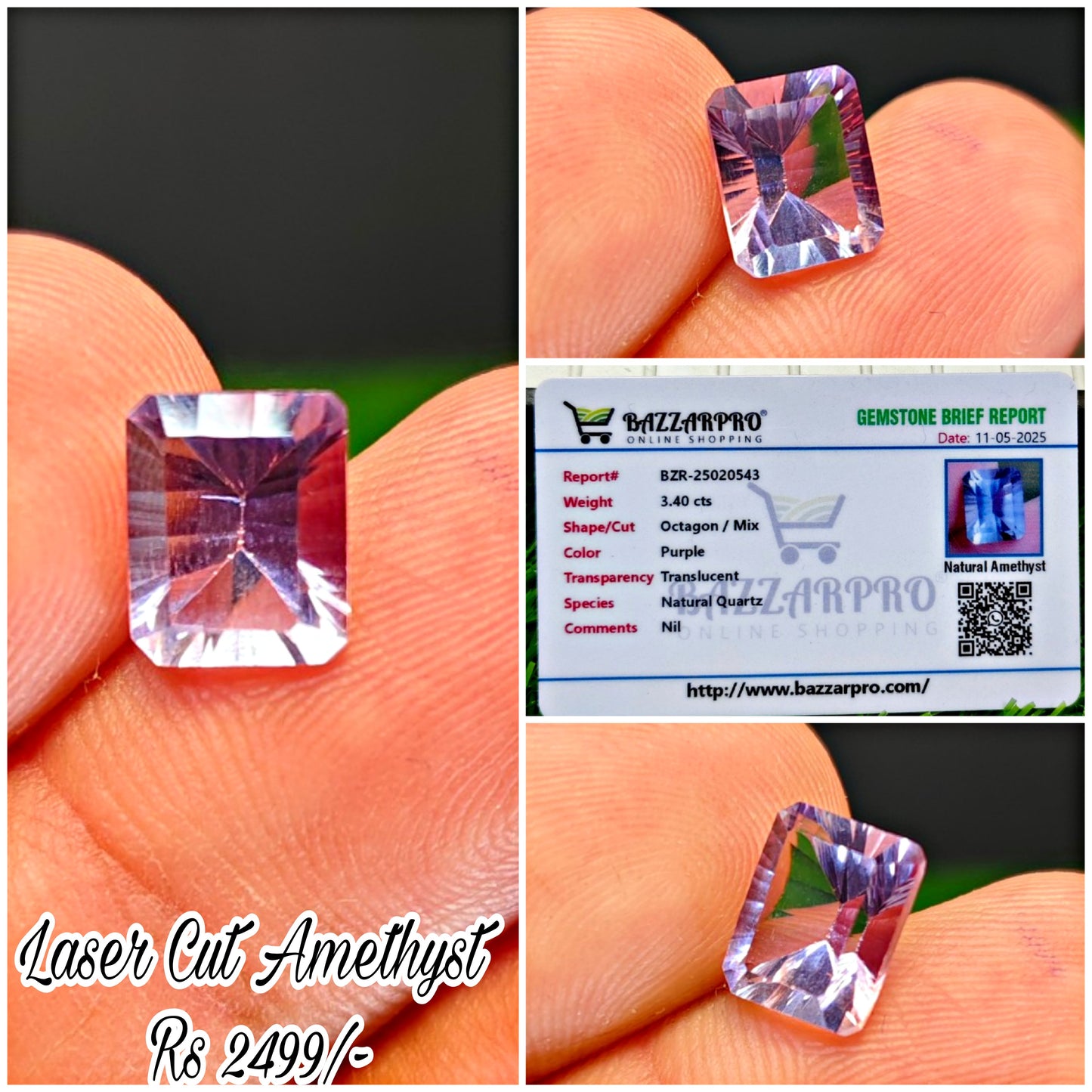 Laser Cutting Amethyst With Lab certificate