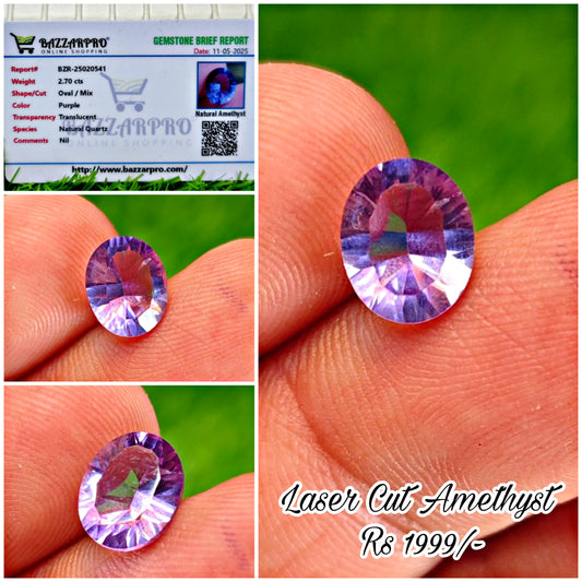 Laser Cutting Amethyst With Lab certificate
