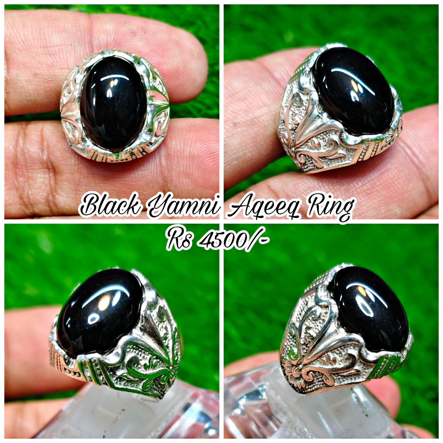 Black Yamni Aqeeq Ring