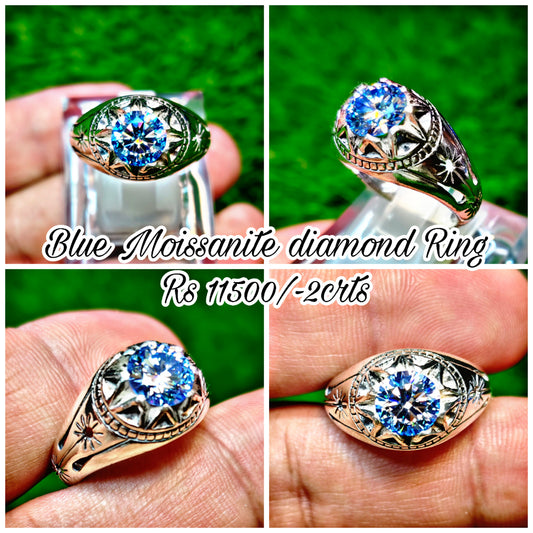 Blue Moissanite Diamnond Ring