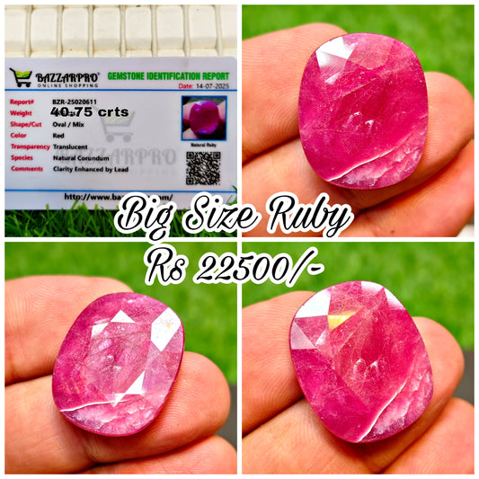 Ruby Stone With Lab Certificte