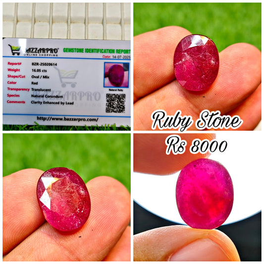 Ruby Stone With Lab Certificte