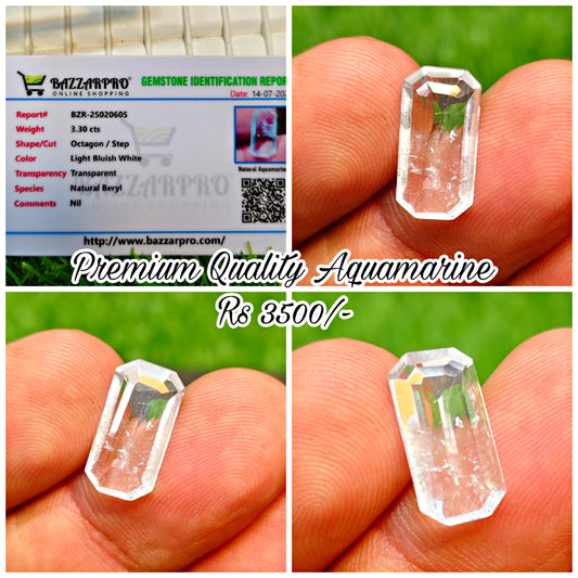 Aquamarine Stone With Lab Certificte