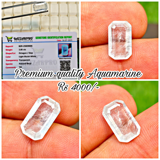 Aquamarine Stone With Lab Certificte