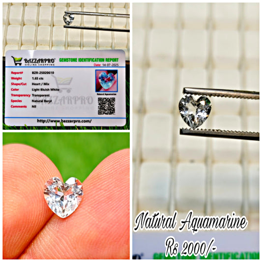 Natural Aquamarine Stone With Lab Certificte