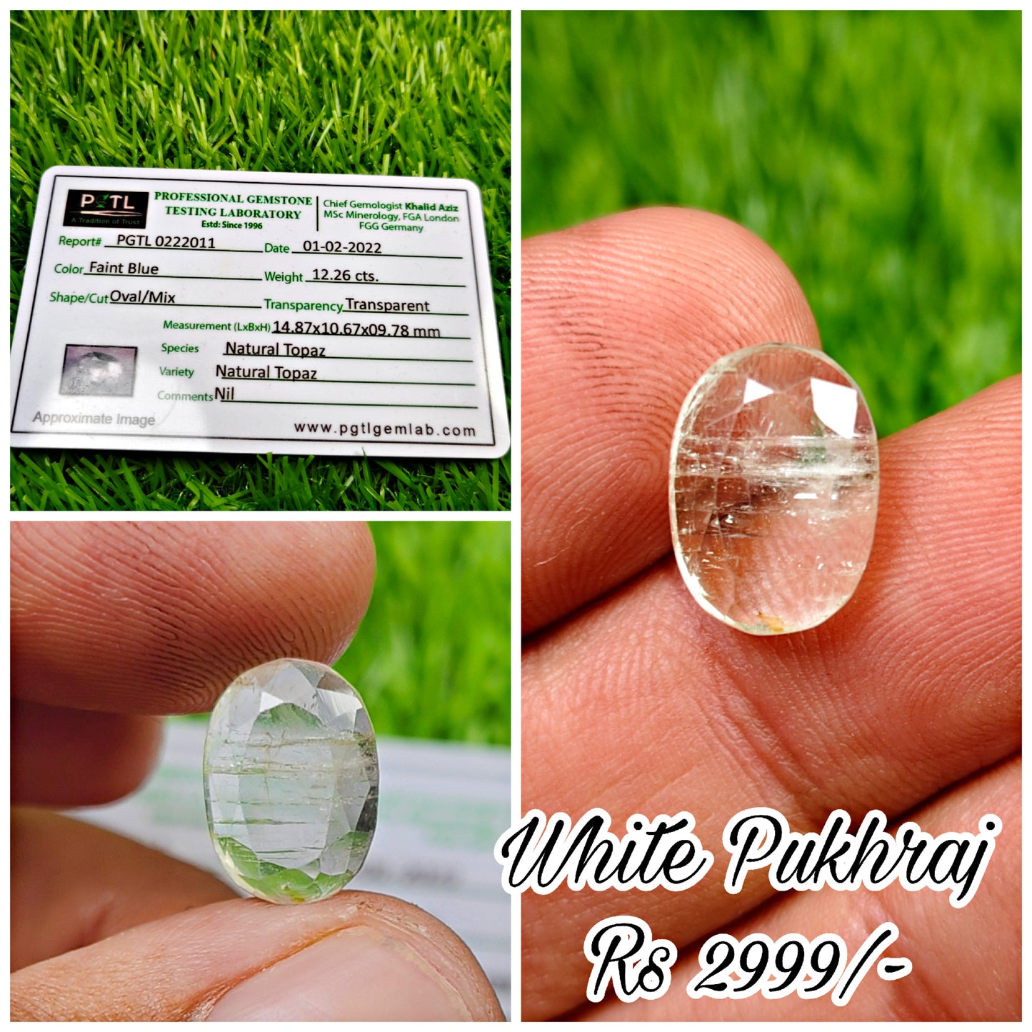 White Pukhraj With Lab certificate