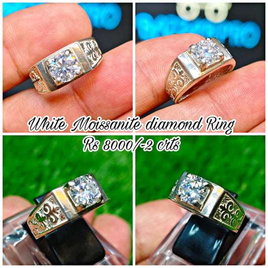 White Moissanite Diamond Ring
