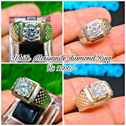 White Moissanite Diamond Ring