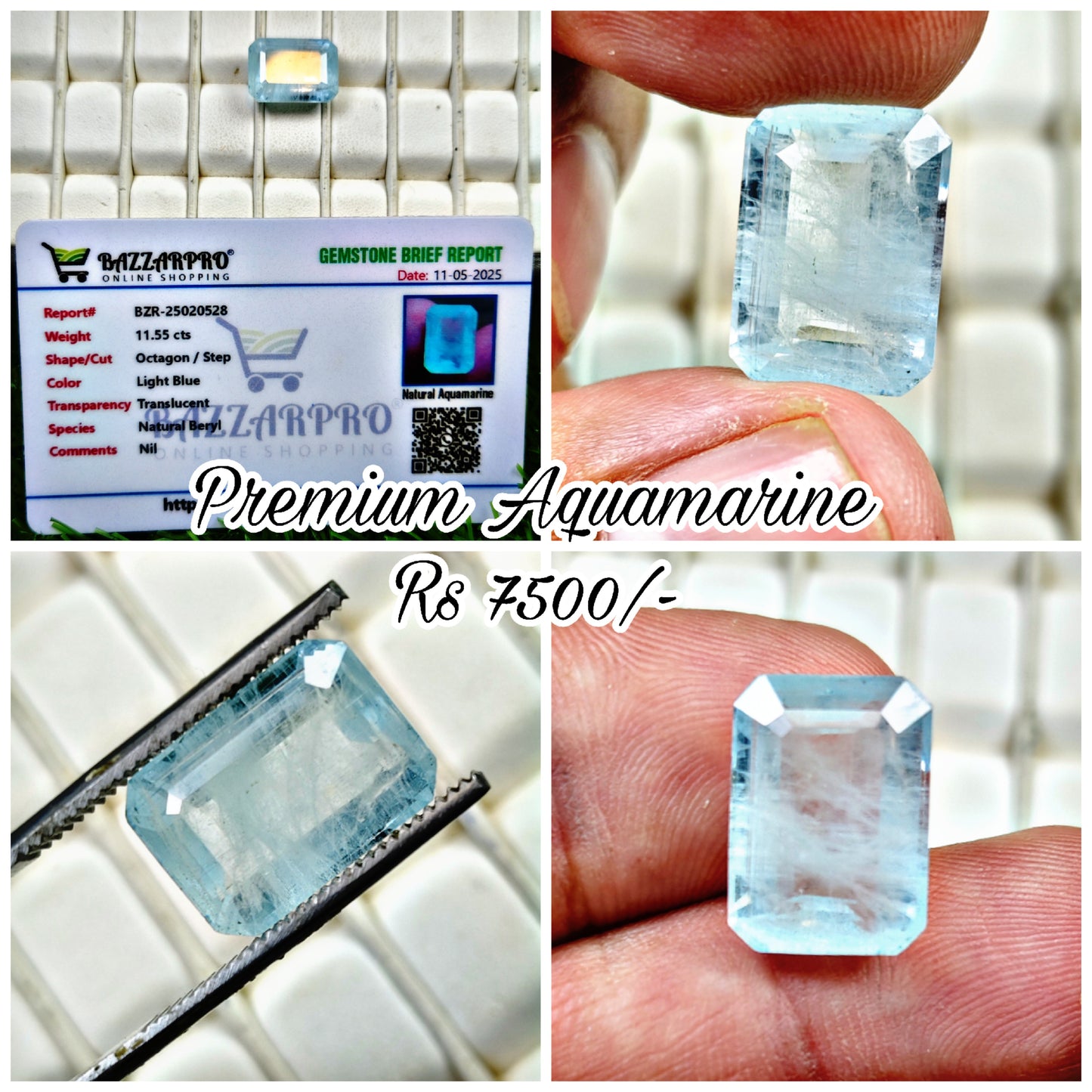 Premium Aquamarine With Lab Certificate