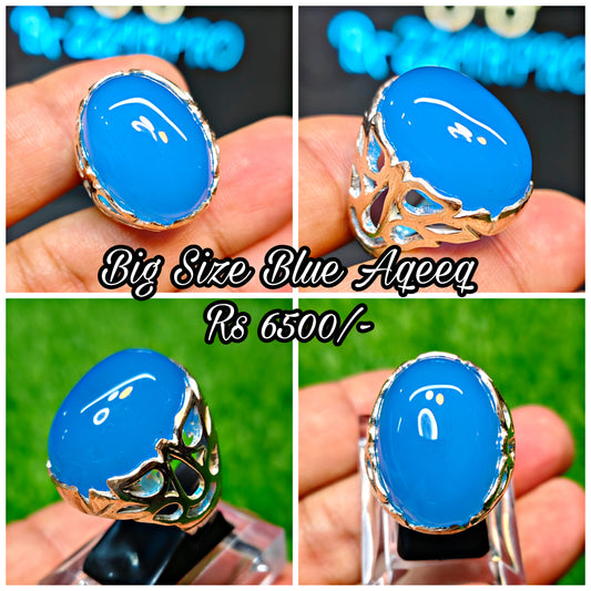 Blue Aqeeq Ring