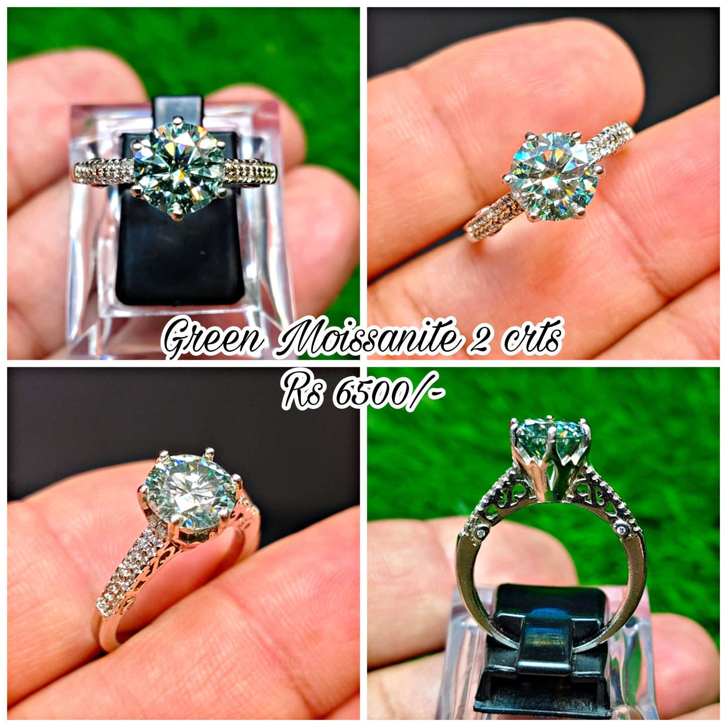 Green Moissanite Diamond Ring
