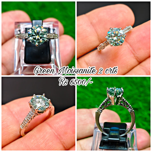 Green Moissanite Diamond Ring