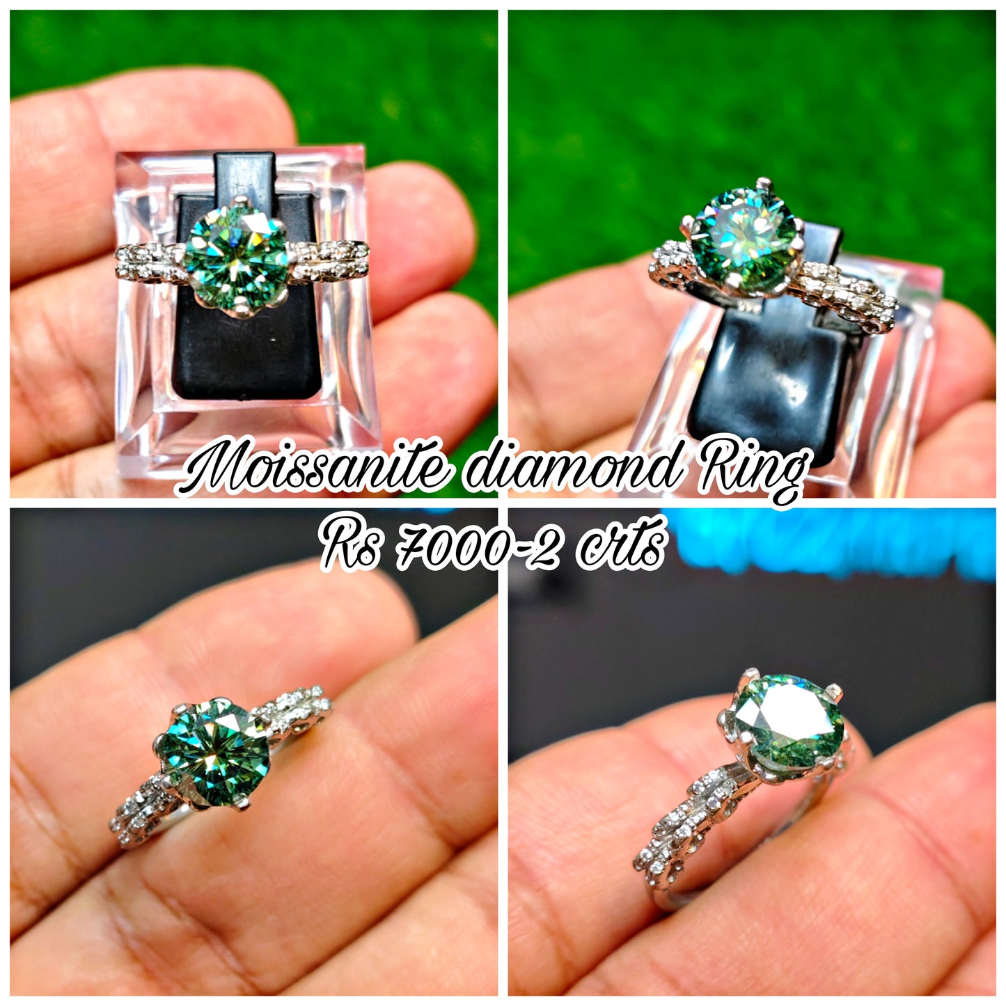 Green Moissanite Diamond Ring