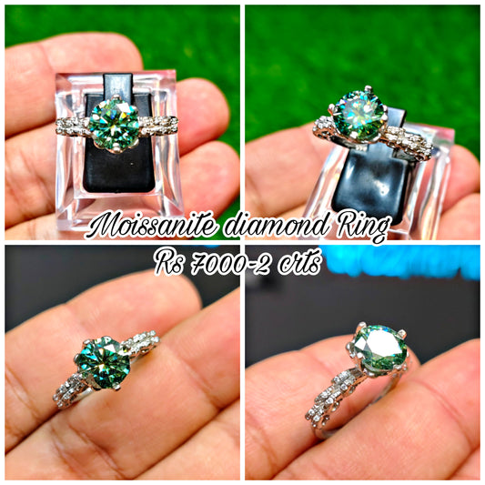 Green Moissanite Diamond Ring