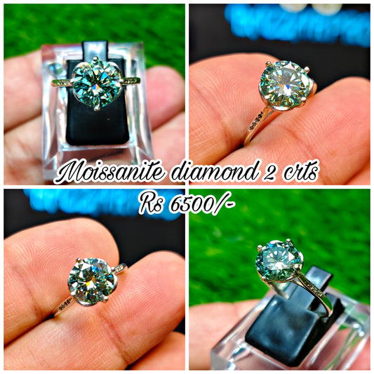 Green Moissanite Diamond Ring