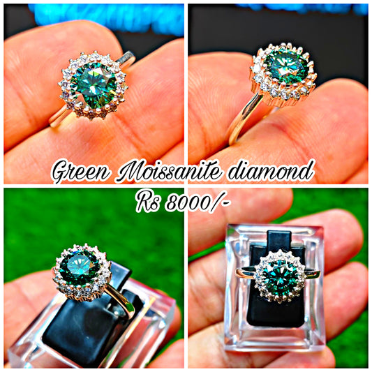 Green Moissanite Diamond Ring