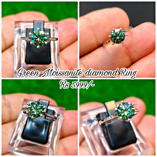 Green Moissanite Diamond Ring