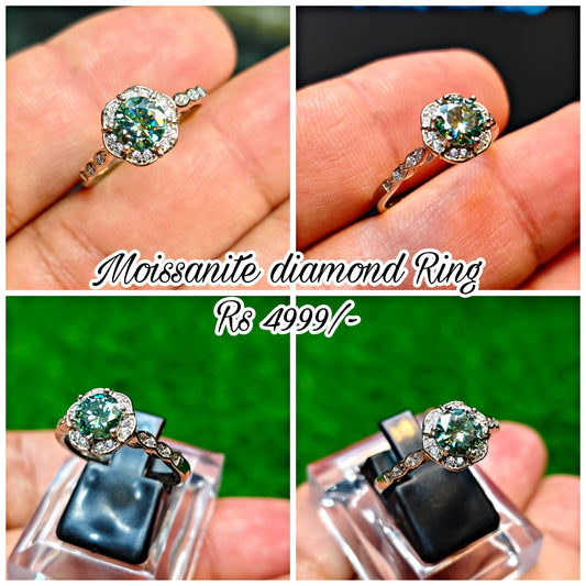 Green Moissanite Diamond Ring