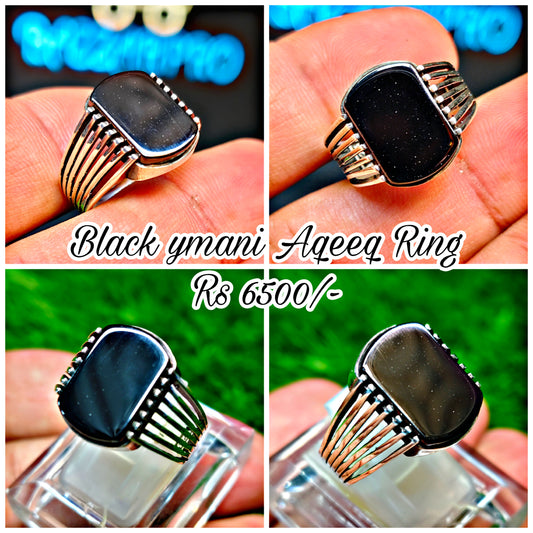 Black Yamni Aqeeq Ring