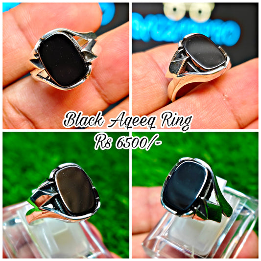 Black Yamni Aqeeq Ring