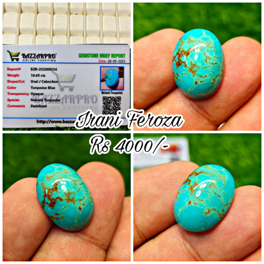 Premium Quality Irani Feroza With Lab Certificate