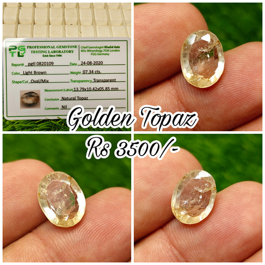 Golden Topaz With Lab Certificate