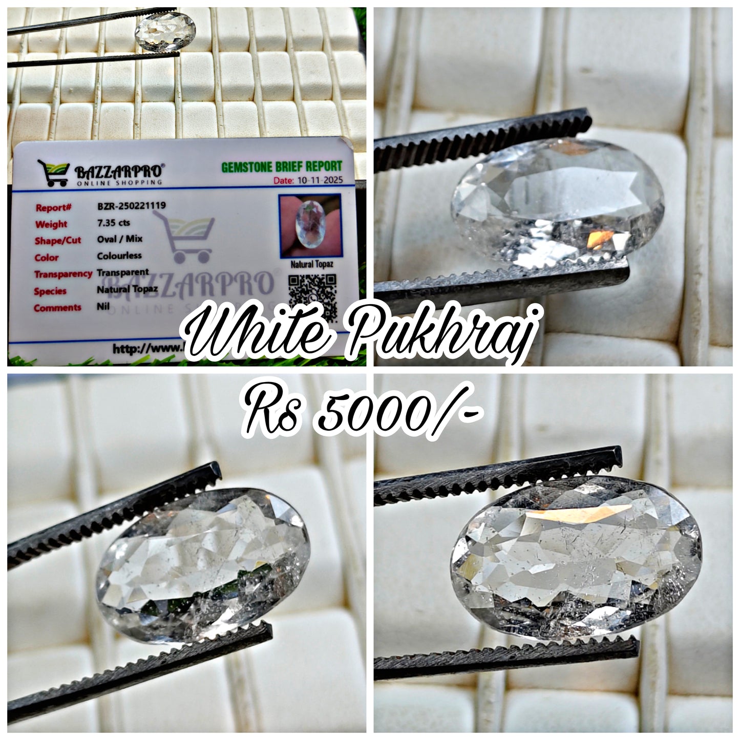 White Pukhraj With Lab Certificate