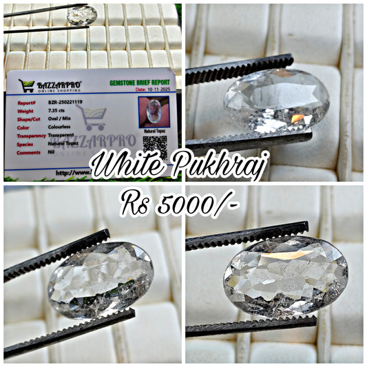 White Pukhraj With Lab Certificate