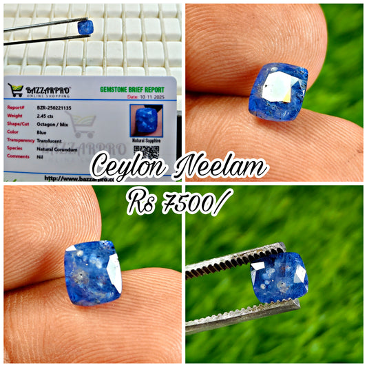 Ceylon Neelam With Lab Certificate