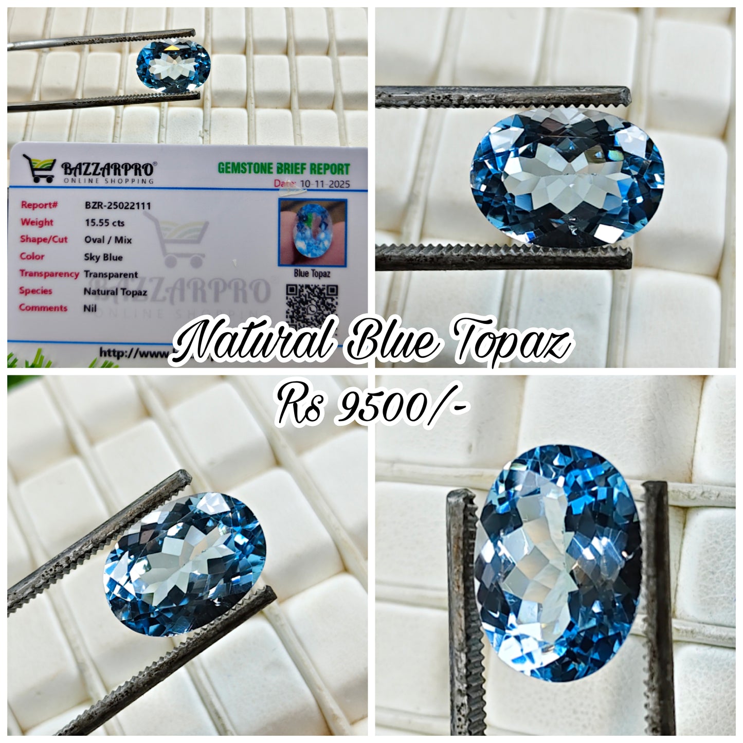 Natural Blue Topaz With Lab Certificate
