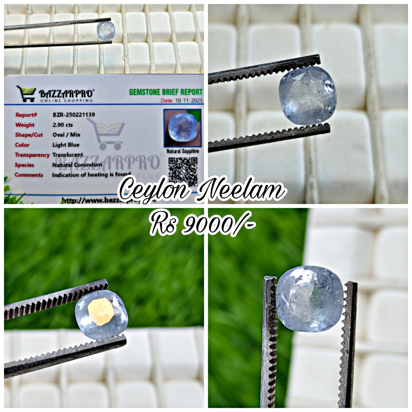 Ceylon Neelam With Lab Certificate