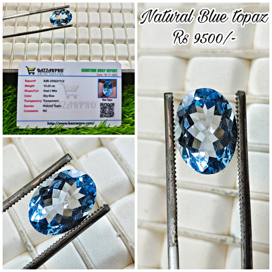 Natural Blue Topaz With Lab Certificate