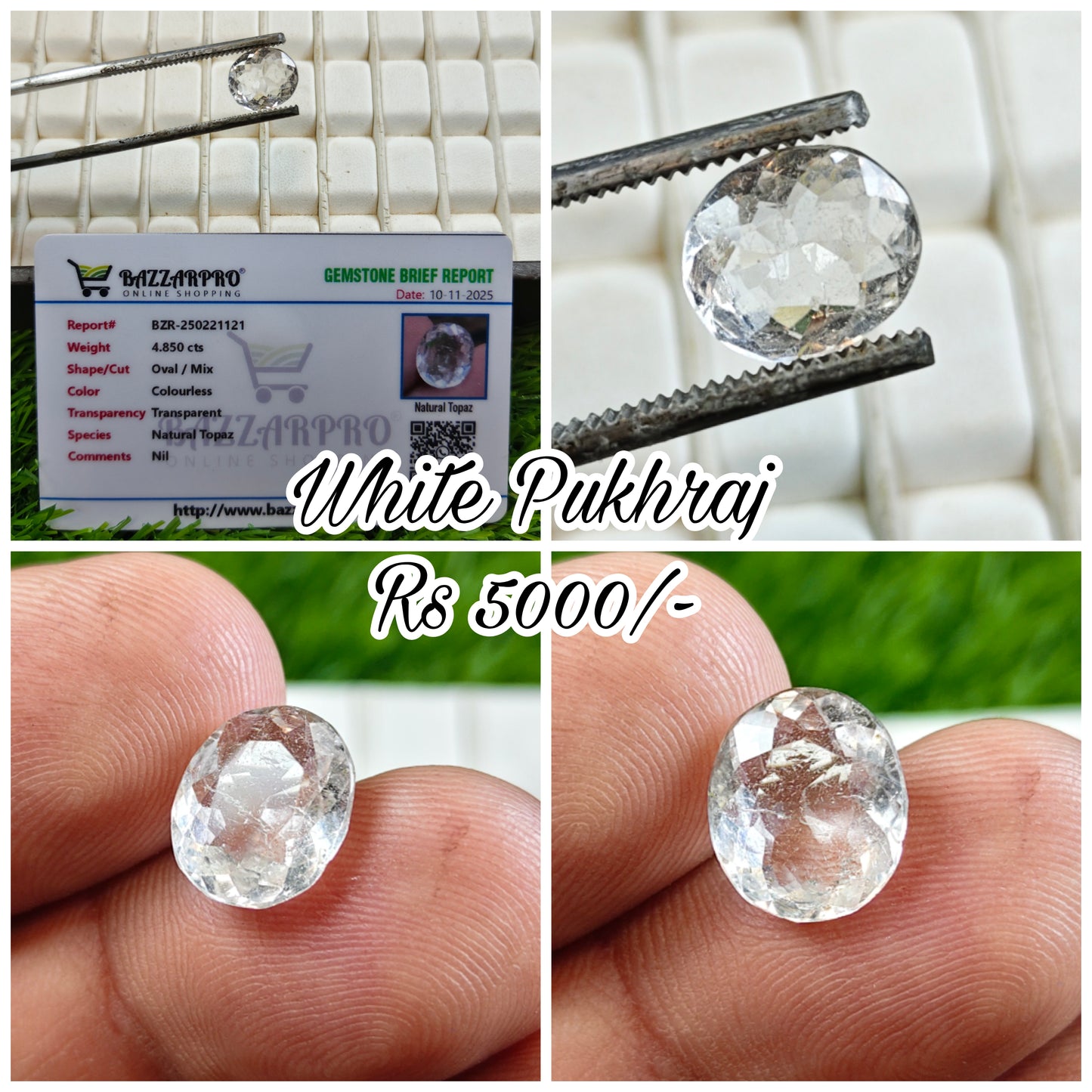 White Pukhraj With Lab Certificate