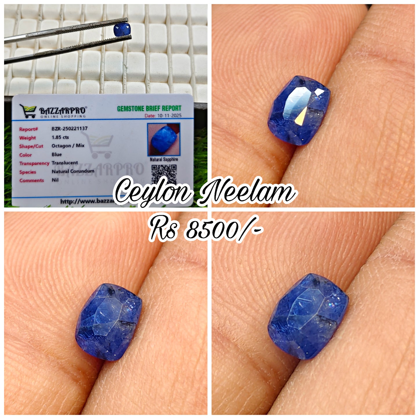 Ceylon Neelam With Lab Certificate