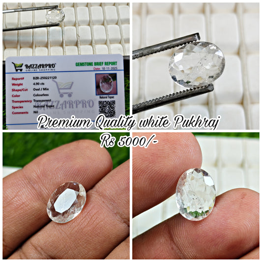 White Pukhraj With Lab Certificate