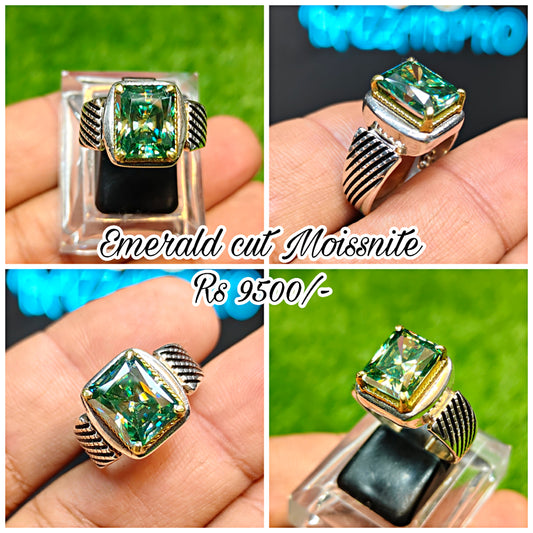 Emerald Cut Moissanite Diamond Ring